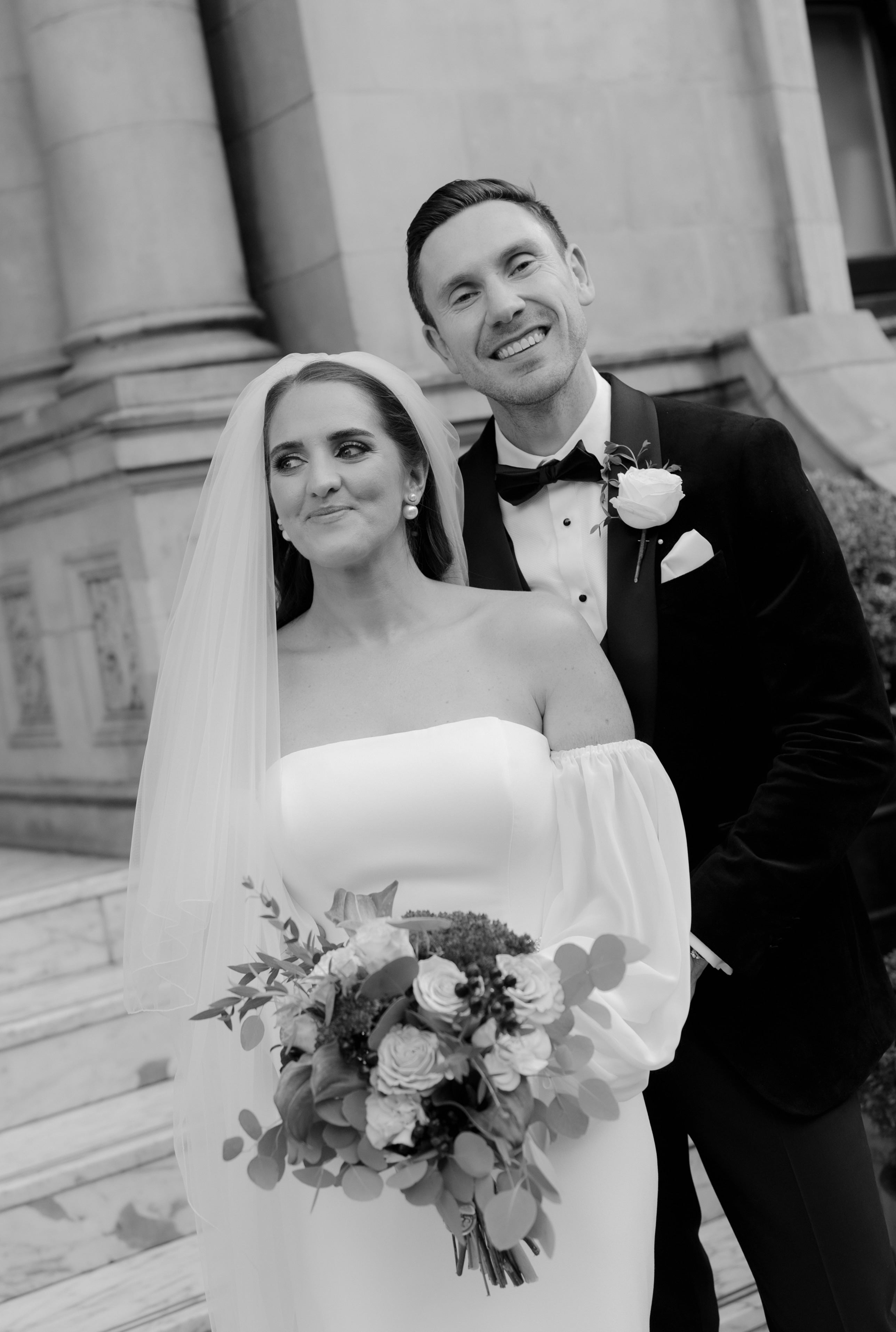 Real life bride Ellie in her Love Story London custom Marcia wedding dress