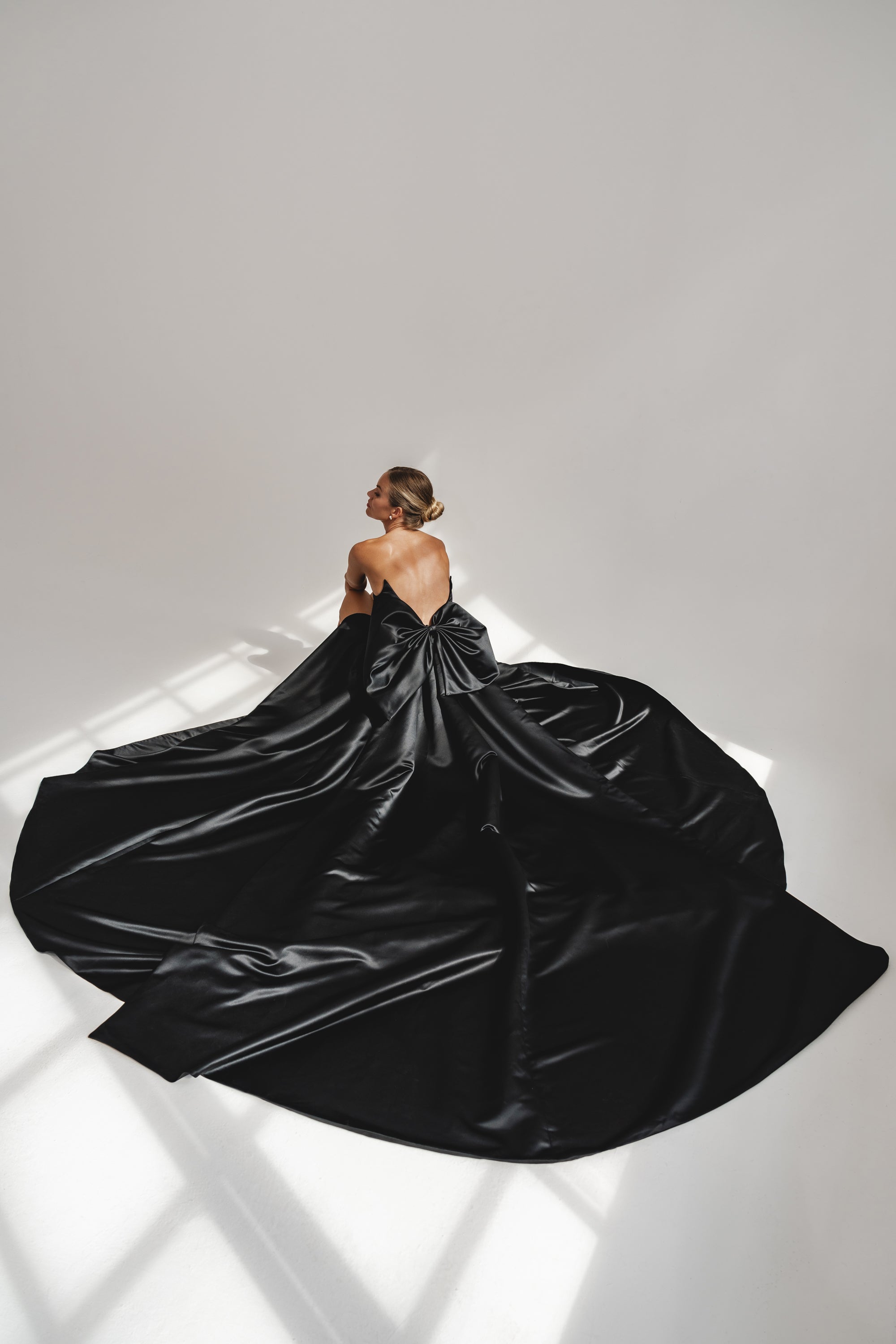 KITT IN BLACK | BLACK SATIN STRAPLESS DRESS