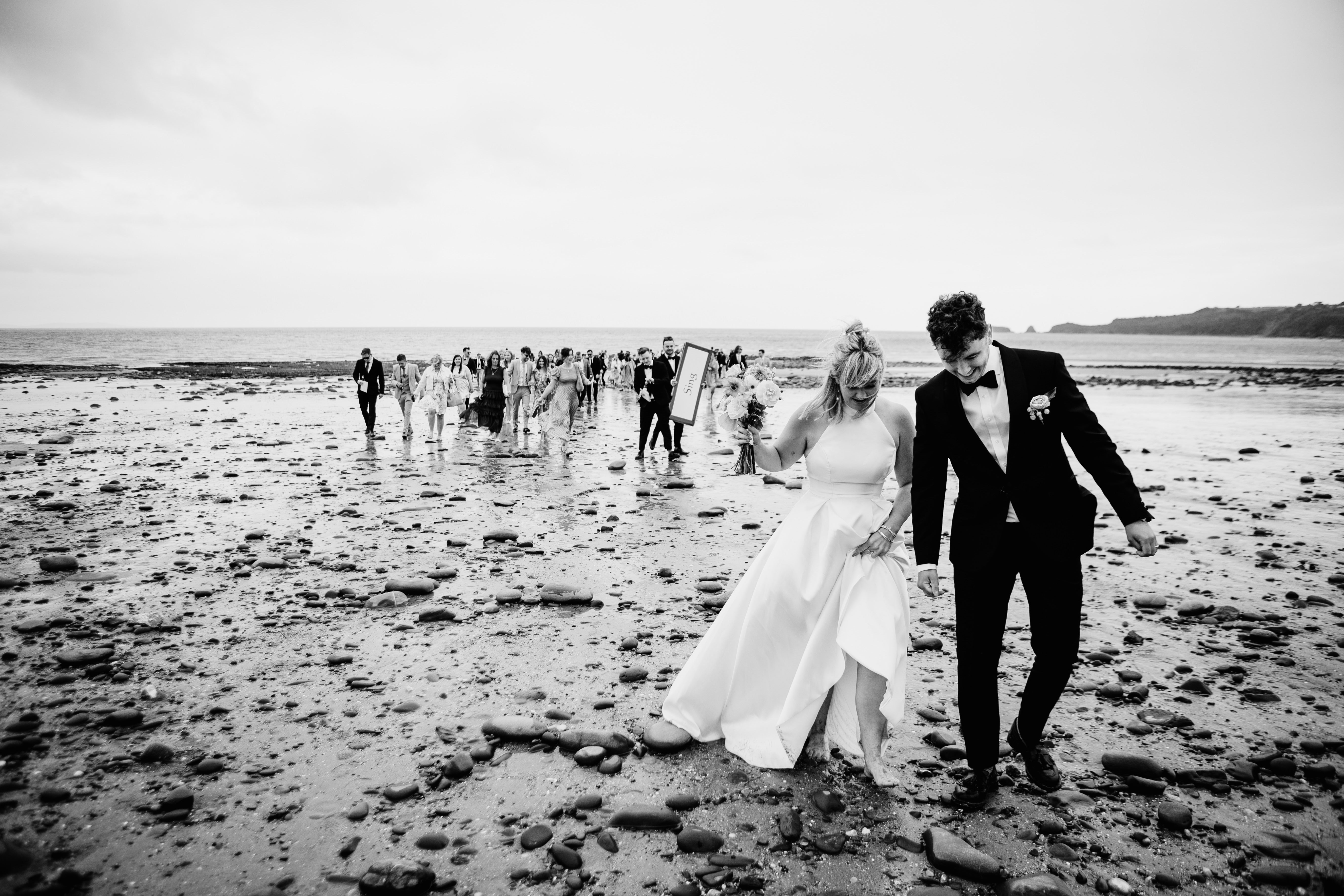 A Dreamy Welsh Beachside Wedding in Our Elegant High-Neck Wedding Gown