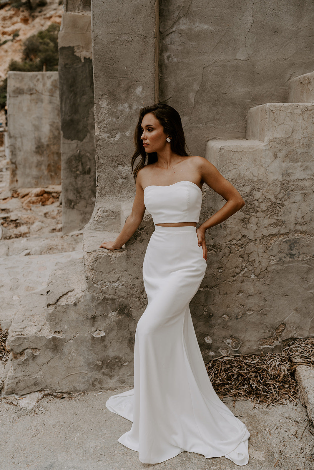 Two Piece Strapless Wedding Dress Two Piece Sweetheart Neckline A