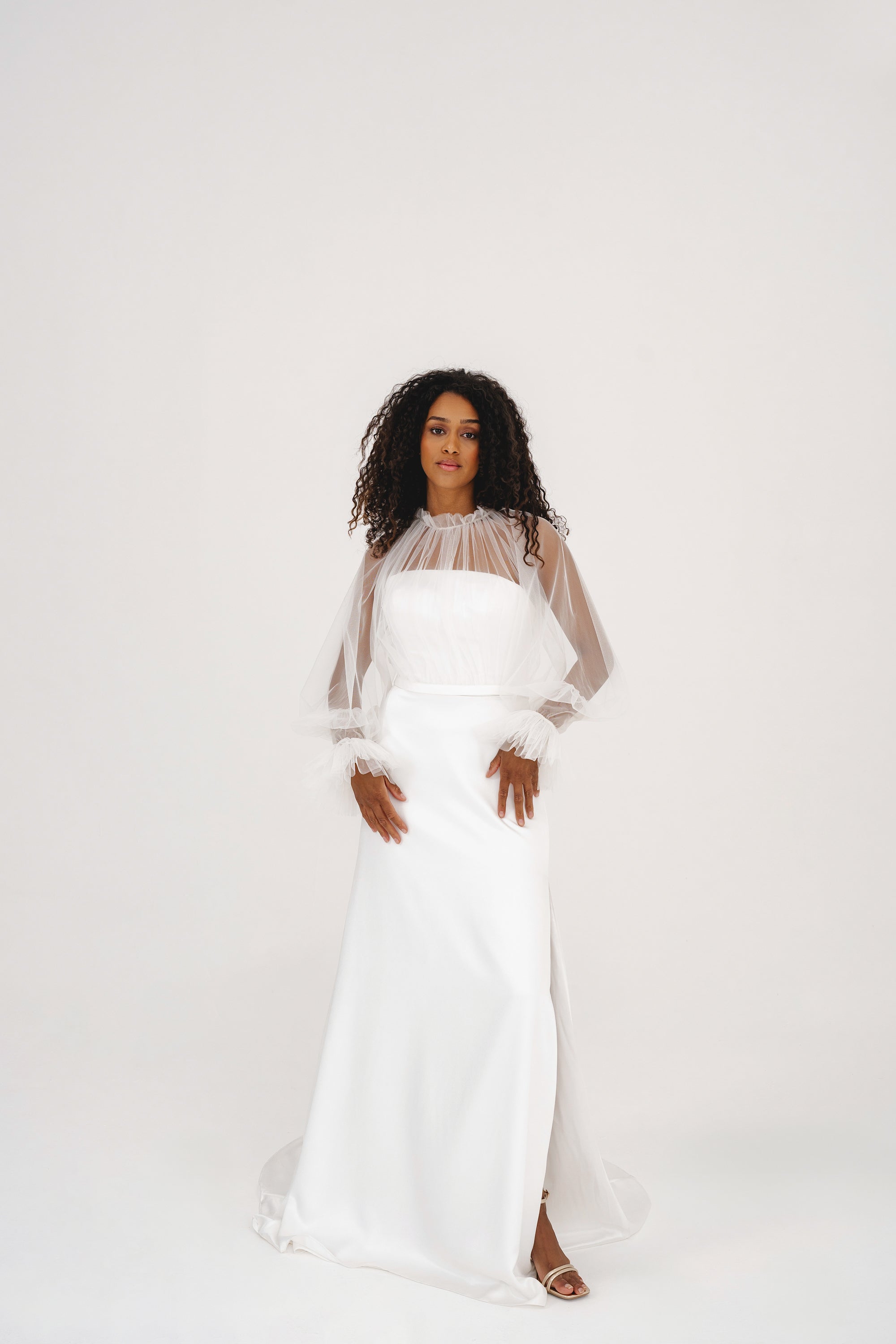 JUNE JACKET | Pleated Tulle Bridal Top - Love Story London