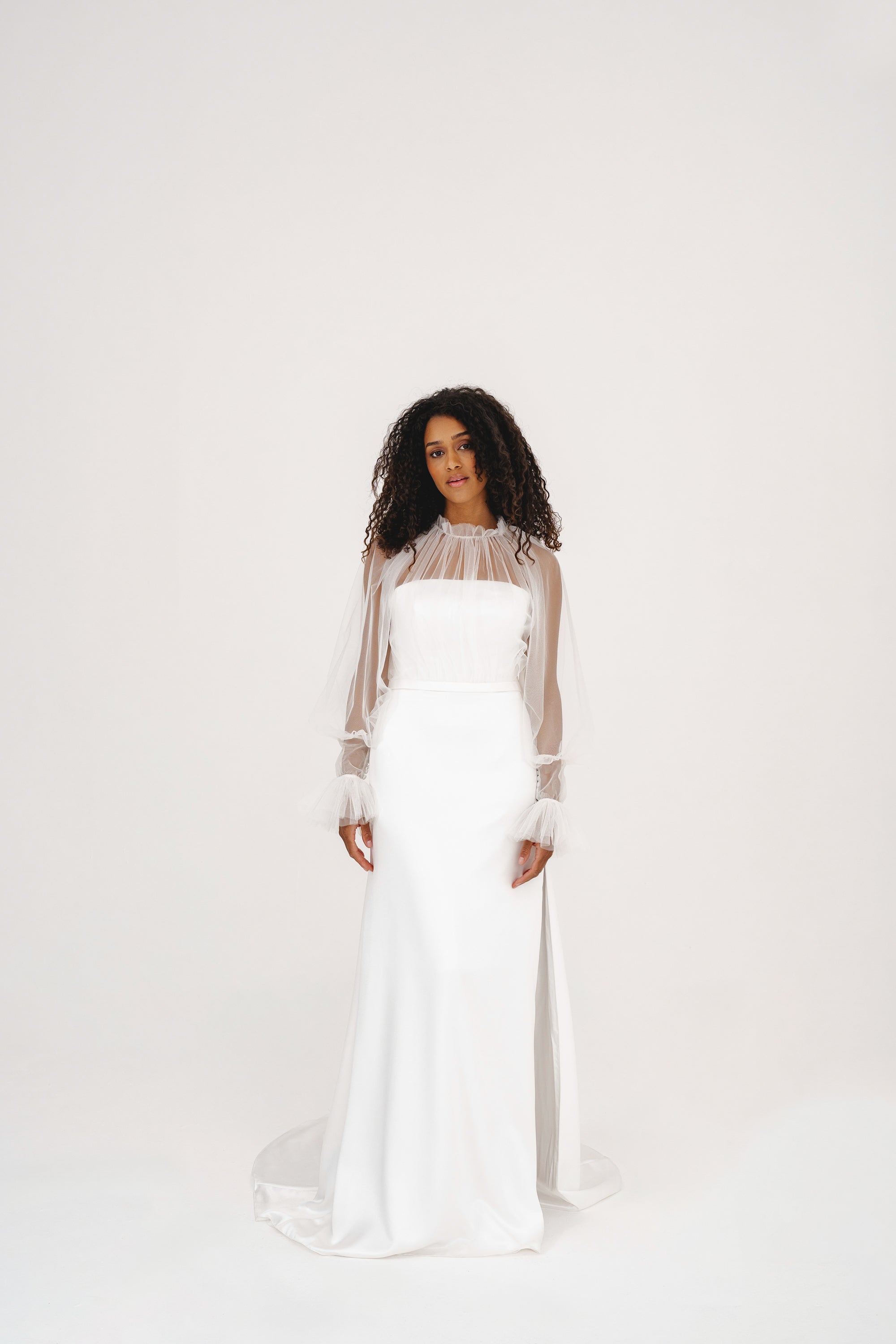 JUNE JACKET | Pleated Tulle Bridal Top - Love Story London