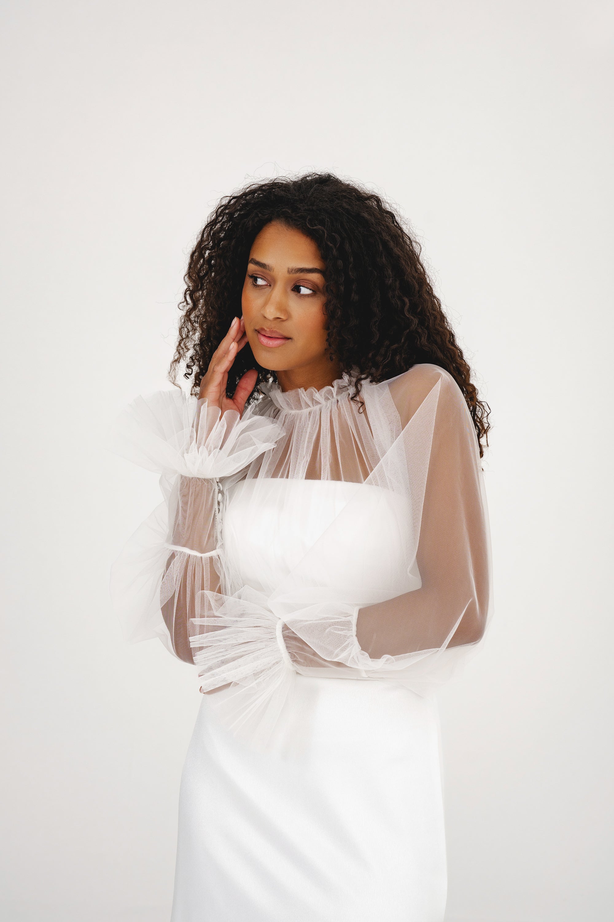 JUNE JACKET | Pleated Tulle Bridal Top - Love Story London