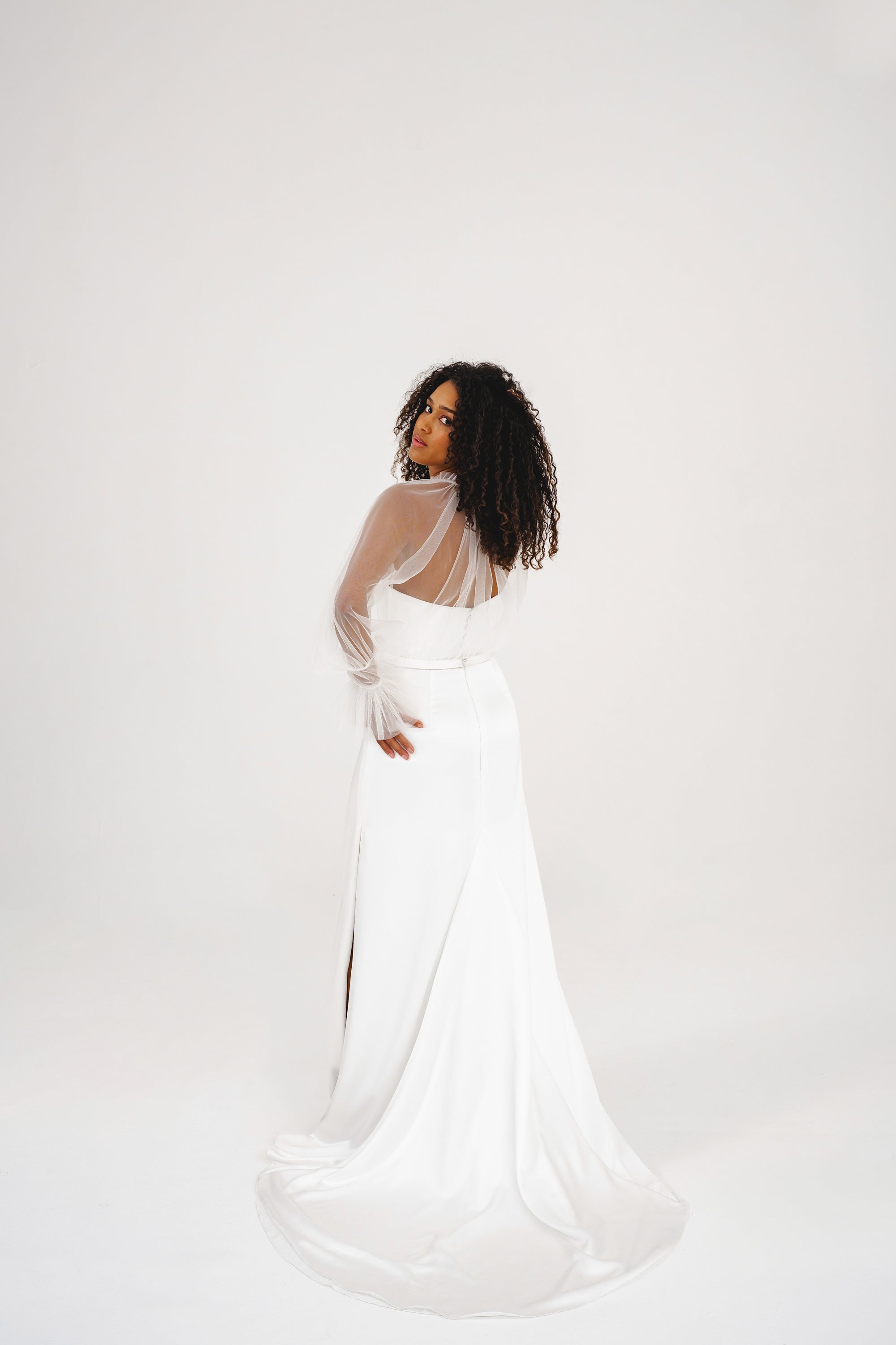 JUNE JACKET | Pleated Tulle Bridal Top - Love Story London