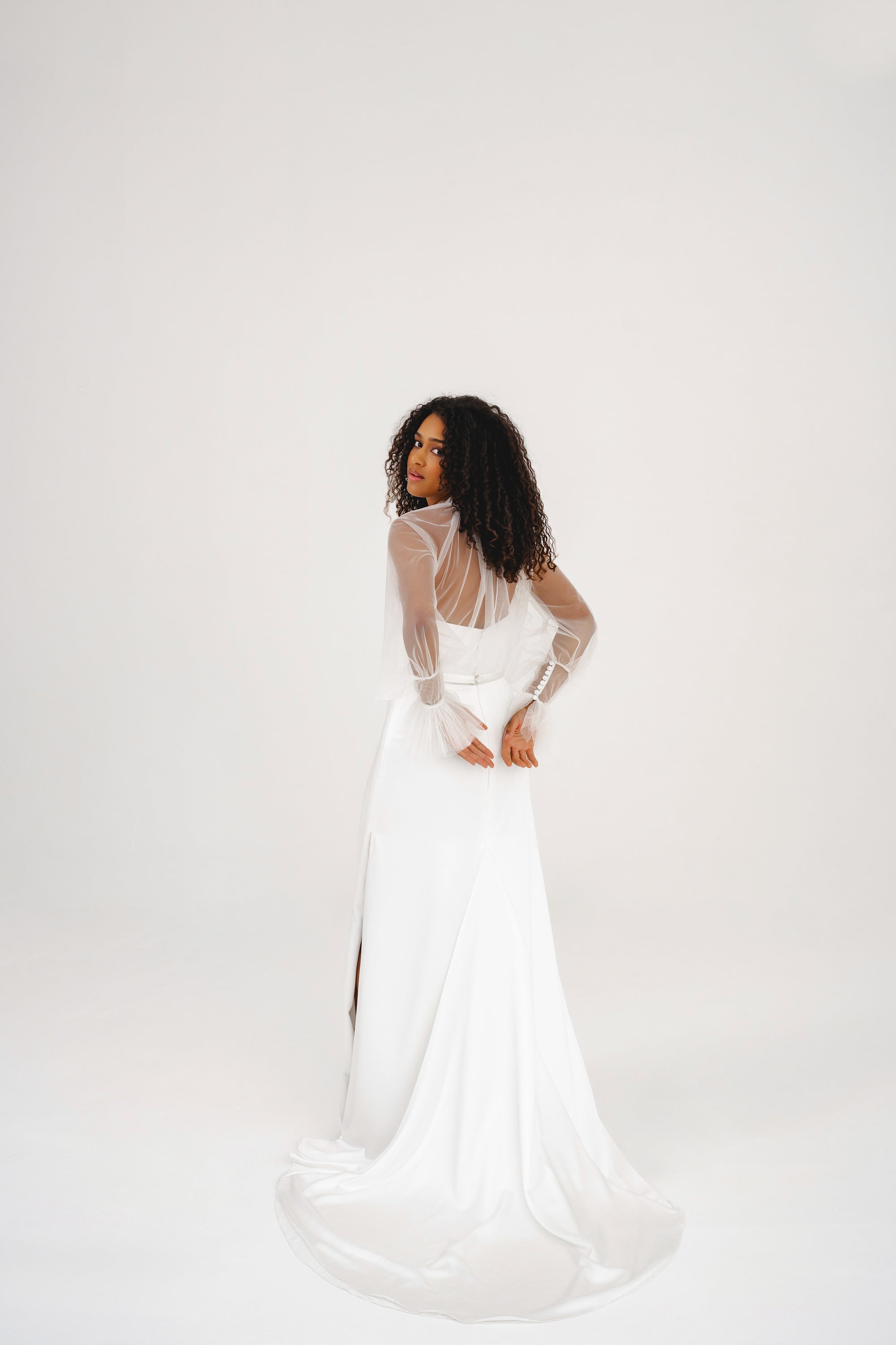 JUNE JACKET | Pleated Tulle Bridal Top - Love Story London