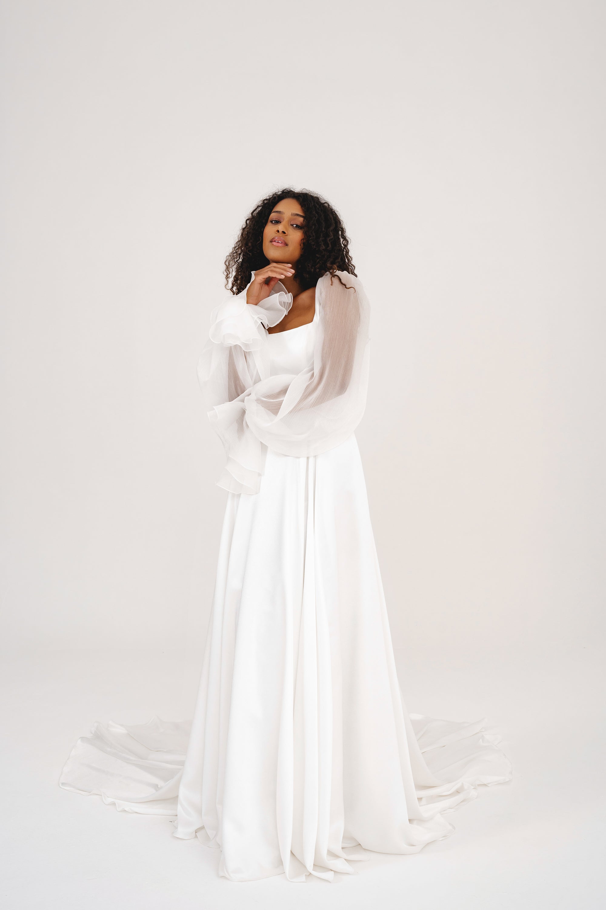 KITT STATEMENT SLEEVES | Sheer Crinkle Organza Bridal Sleeves - Love Story London